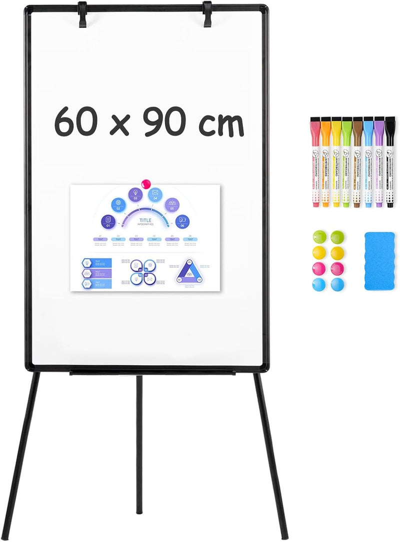 60x90CM Portable Flipchart Stand Height Adjustable Board