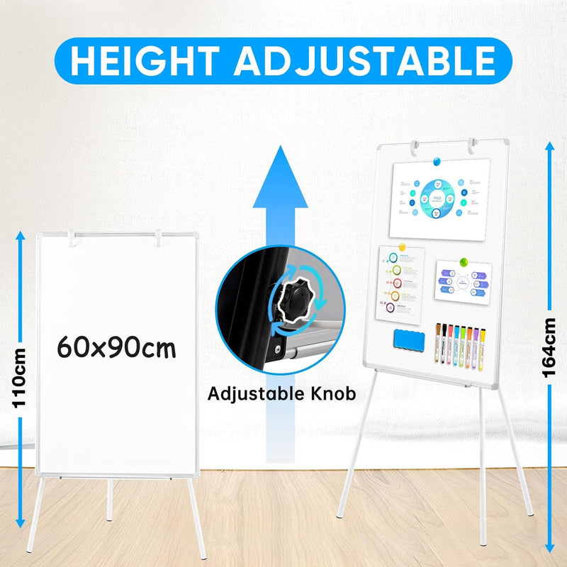 60x90CM Portable Flipchart Stand Height Adjustable Board