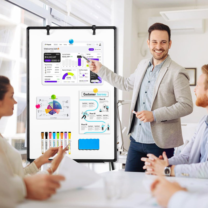 60x90CM Portable Flipchart Stand Height Adjustable Board