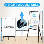 60x90CM Portable Flipchart Stand Height Adjustable Board
