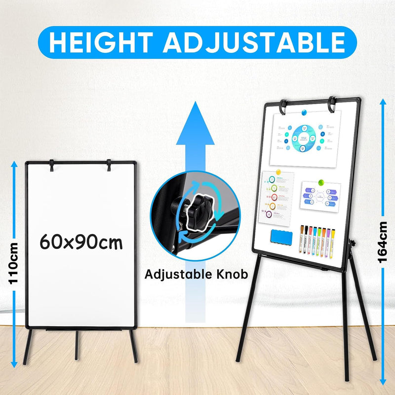 60x90CM Portable Flipchart Stand Height Adjustable Board