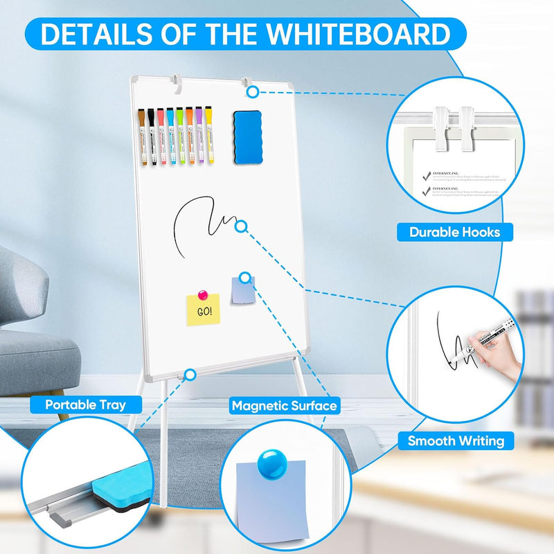 60x90CM Portable Flipchart Stand Height Adjustable Board