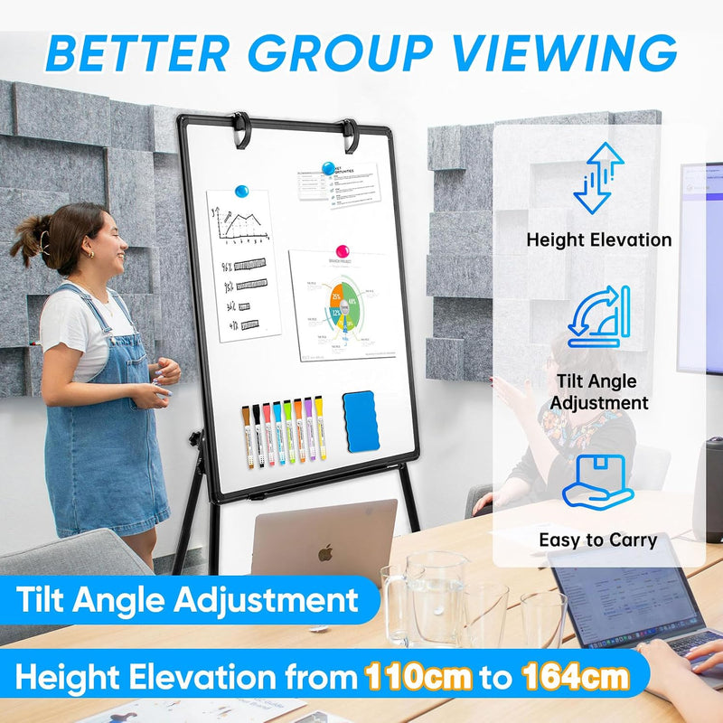60x90CM Portable Flipchart Stand Height Adjustable Board