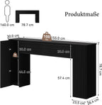 155CM Fluted Narrow Console Table with Storage Cabinets
