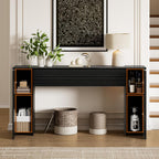 155CM Fluted Narrow Console Table with Storage Cabinets