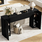 155CM Fluted Narrow Console Table with Storage Cabinets