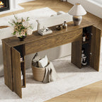 155CM Fluted Narrow Console Table with Storage Cabinets