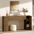155CM Fluted Narrow Console Table with Storage Cabinets