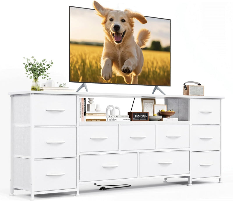 63" TV Cabinet Dresser for Bedroom with 11