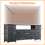 63" TV Cabinet Dresser for Bedroom with 11