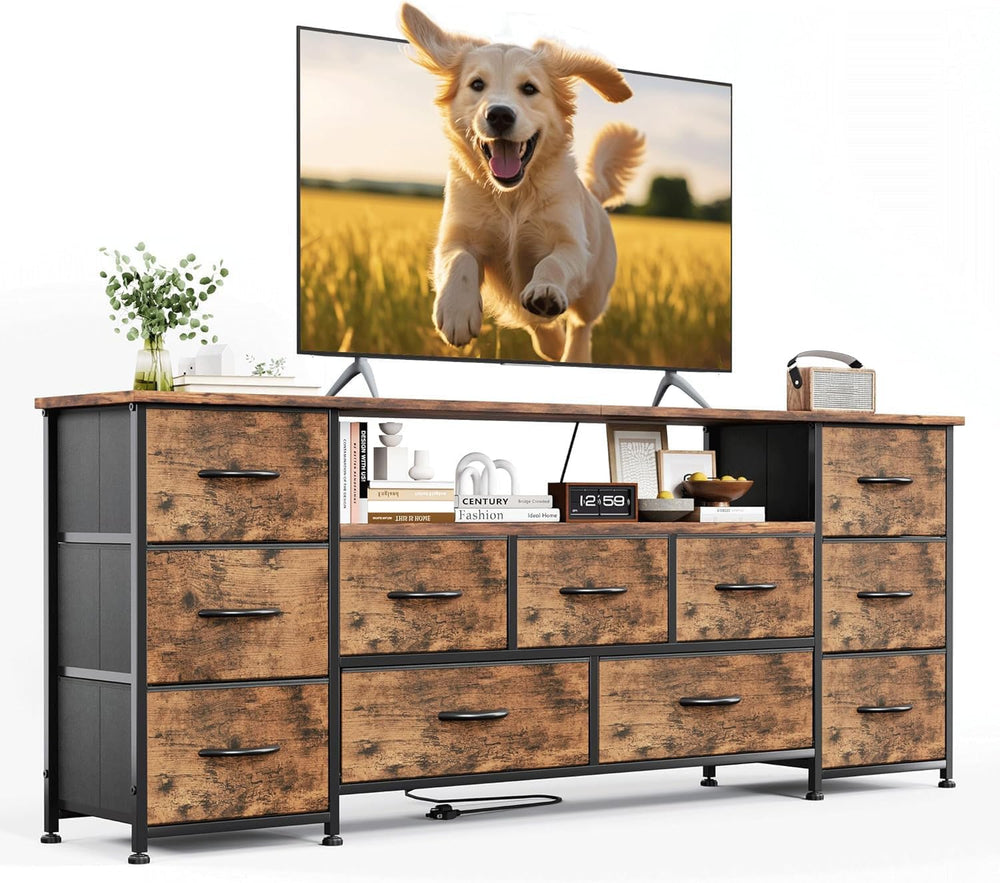 63" TV Cabinet Dresser for Bedroom with 11