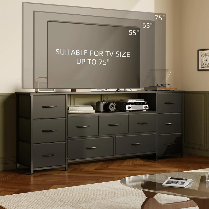 63" TV Cabinet Dresser for Bedroom with 11