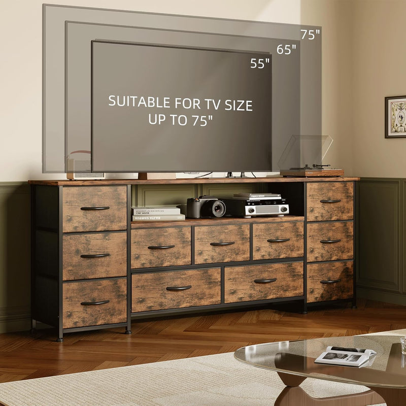63" TV Cabinet Dresser for Bedroom with 11