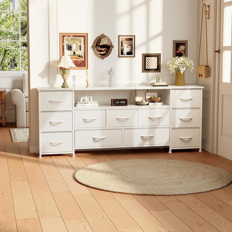 63" TV Cabinet Dresser for Bedroom with 11