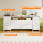 63" TV Cabinet Dresser for Bedroom with 11