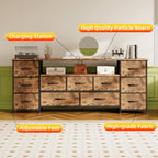 63" TV Cabinet Dresser for Bedroom with 11