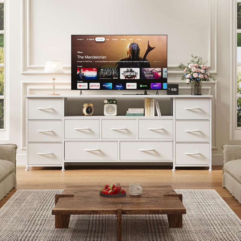63" TV Cabinet Dresser for Bedroom with 11
