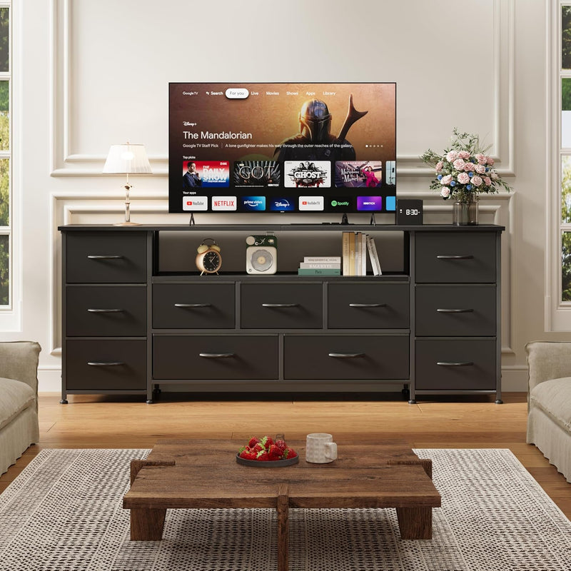 63" TV Cabinet Dresser for Bedroom with 11