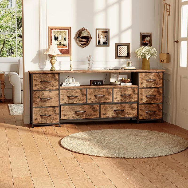 63" TV Cabinet Dresser for Bedroom with 11