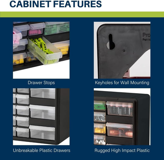 64-Drawer Plastic Drawer Storage Cabinet for Garage Organisation