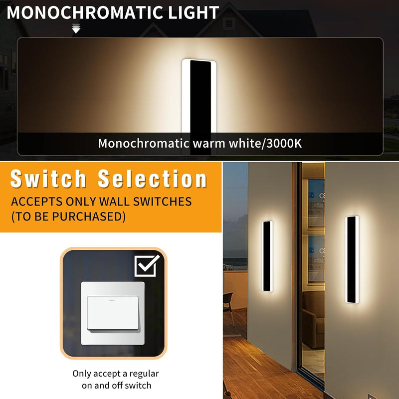 6500K Cool Outdoor Wall Light Modern Porch