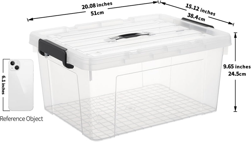65lx6 Storage Boxes Carry Plastic Box with Lids (6 Pack)