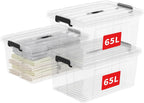 65lx6 Storage Boxes Carry Plastic Box with Lids (6 Pack)