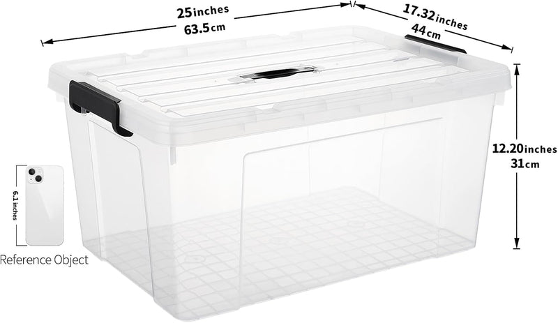 65lx6 Storage Boxes Carry Plastic Box with Lids (6 Pack)