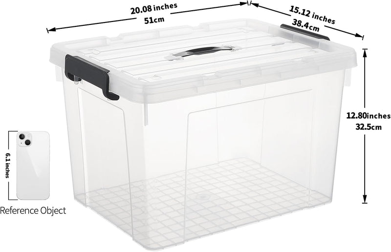 65lx6 Storage Boxes Carry Plastic Box with Lids (6 Pack)