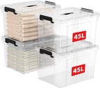 65lx6 Storage Boxes Carry Plastic Box with Lids (6 Pack)