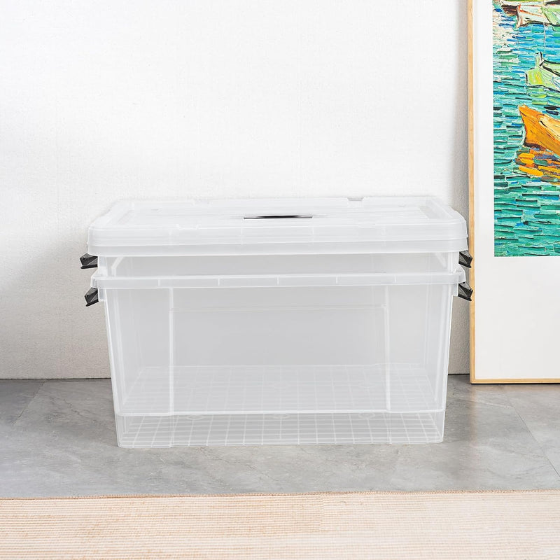 65lx6 Storage Boxes Carry Plastic Box with Lids (6 Pack)