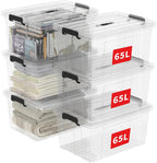 65lx6 Storage Boxes Carry Plastic Box with Lids (6 Pack)