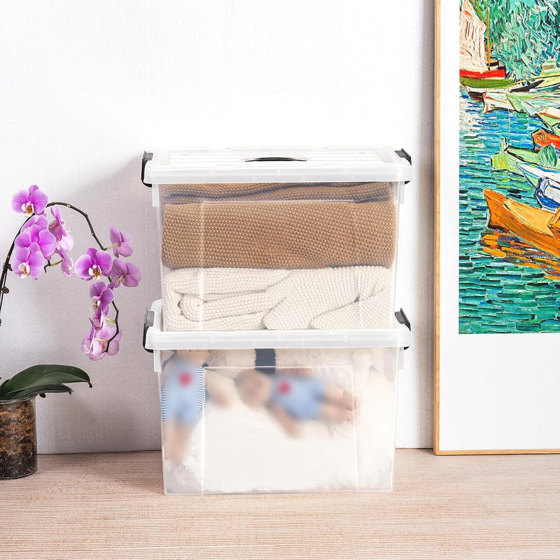 65lx6 Storage Boxes Carry Plastic Box with Lids (6 Pack)