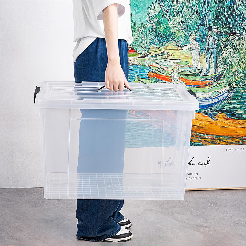 65lx6 Storage Boxes Carry Plastic Box with Lids (6 Pack)