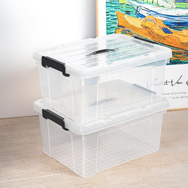 65lx6 Storage Boxes Carry Plastic Box with Lids (6 Pack)