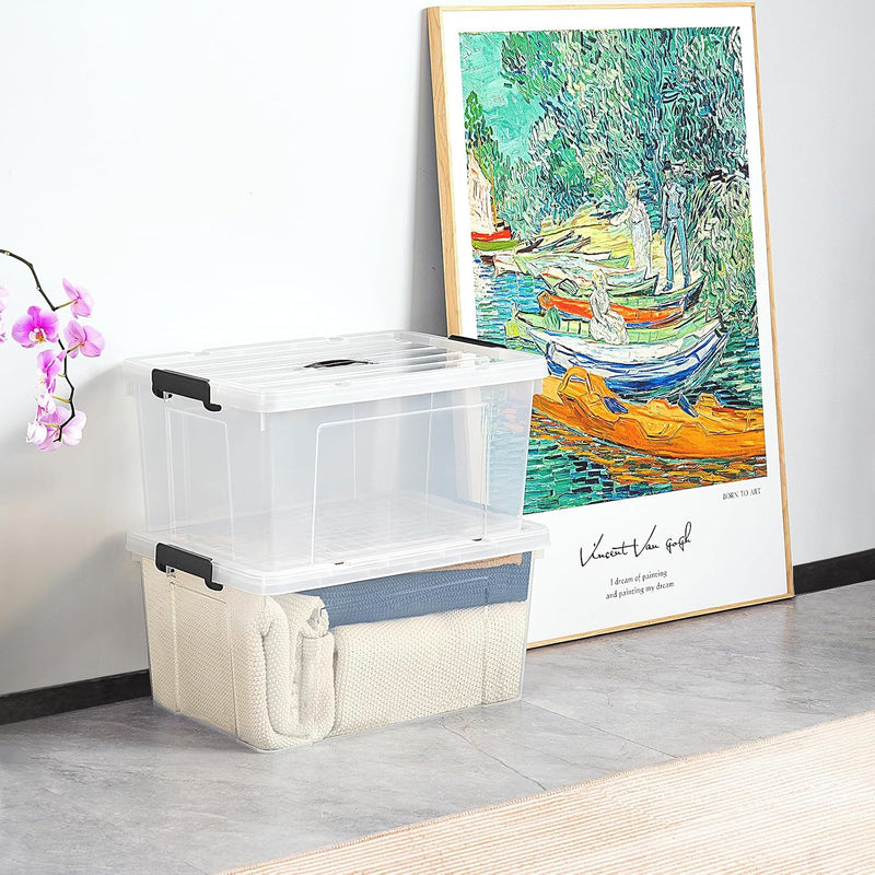 65lx6 Storage Boxes Carry Plastic Box with Lids (6 Pack)