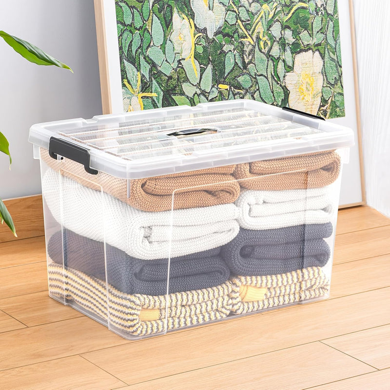 65lx6 Storage Boxes Carry Plastic Box with Lids (6 Pack)