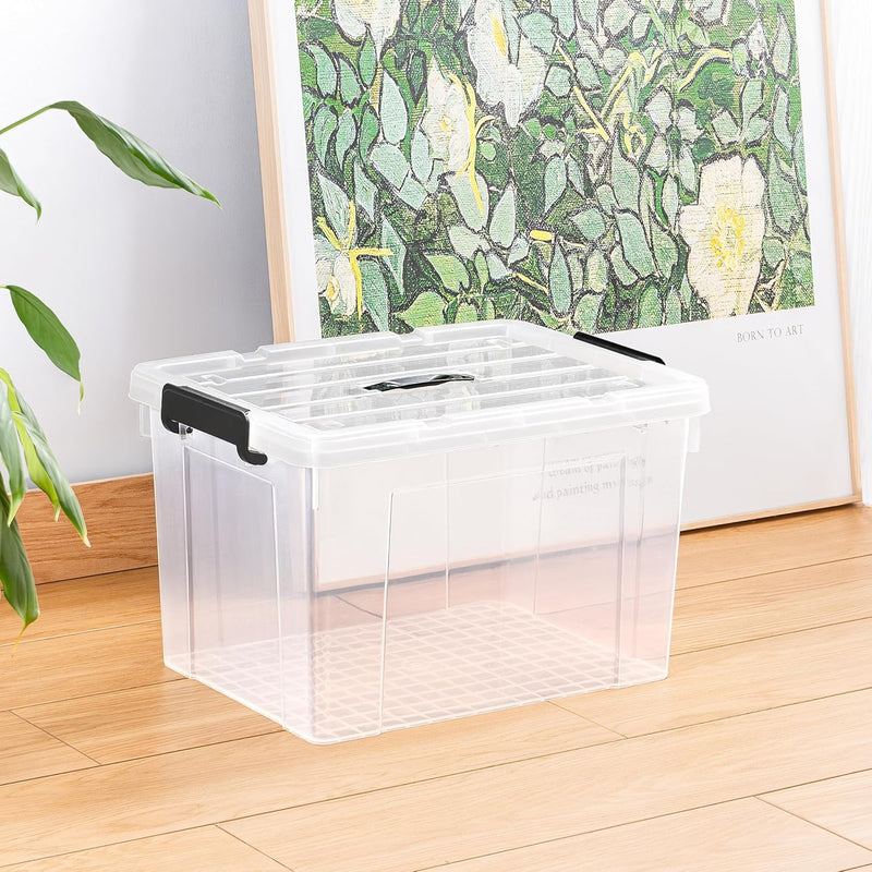 65lx6 Storage Boxes Carry Plastic Box with Lids (6 Pack)