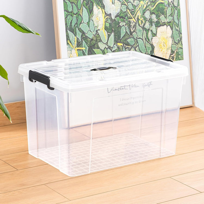 65lx6 Storage Boxes Carry Plastic Box with Lids (6 Pack)