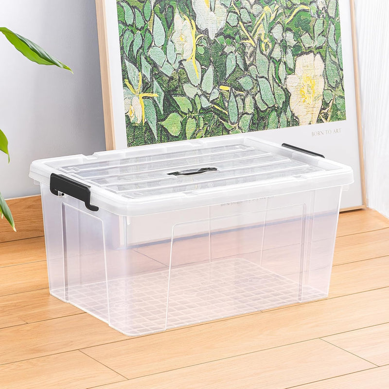 65lx6 Storage Boxes Carry Plastic Box with Lids (6 Pack)