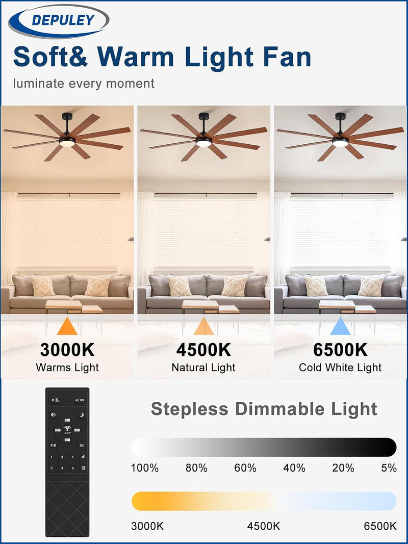 66" Ceiling Fans with Lights: Large