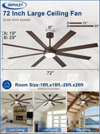 66" Ceiling Fans with Lights: Large