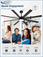 66" Ceiling Fans with Lights: Large