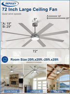 66" Ceiling Fans with Lights: Large