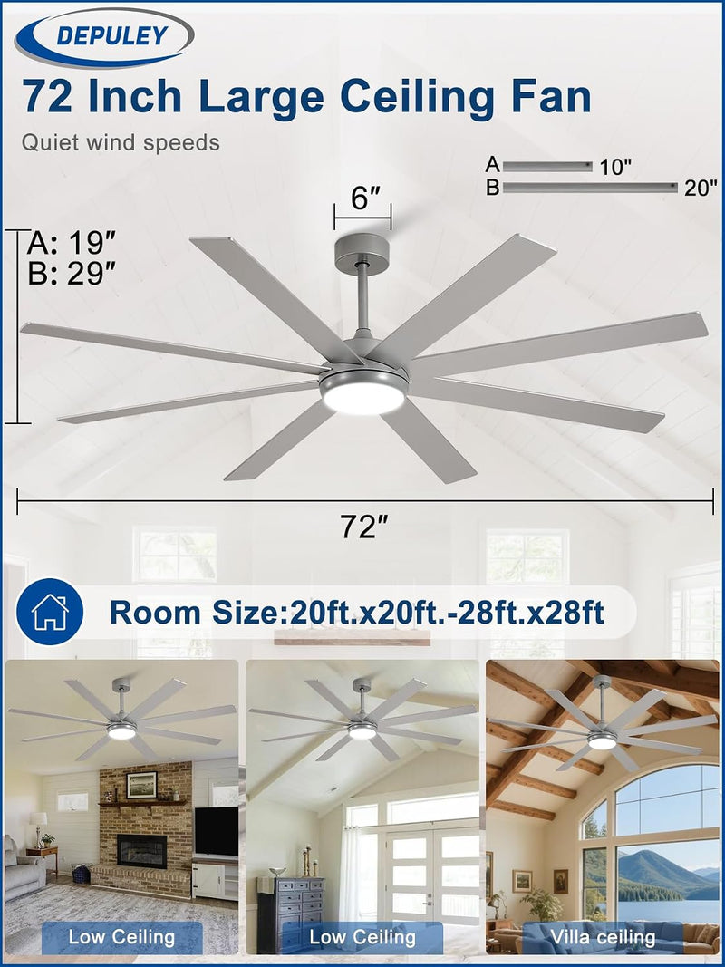 66" Ceiling Fans with Lights: Large
