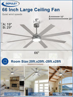 66" Ceiling Fans with Lights: Large