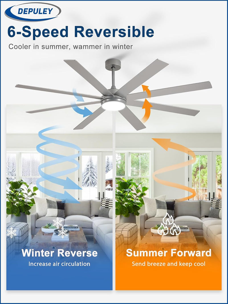 66" Ceiling Fans with Lights: Large