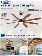66" Ceiling Fans with Lights: Large