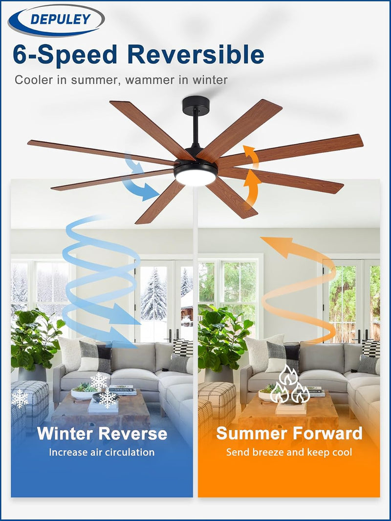 66" Ceiling Fans with Lights: Large