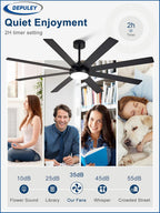 66" Ceiling Fans with Lights: Large